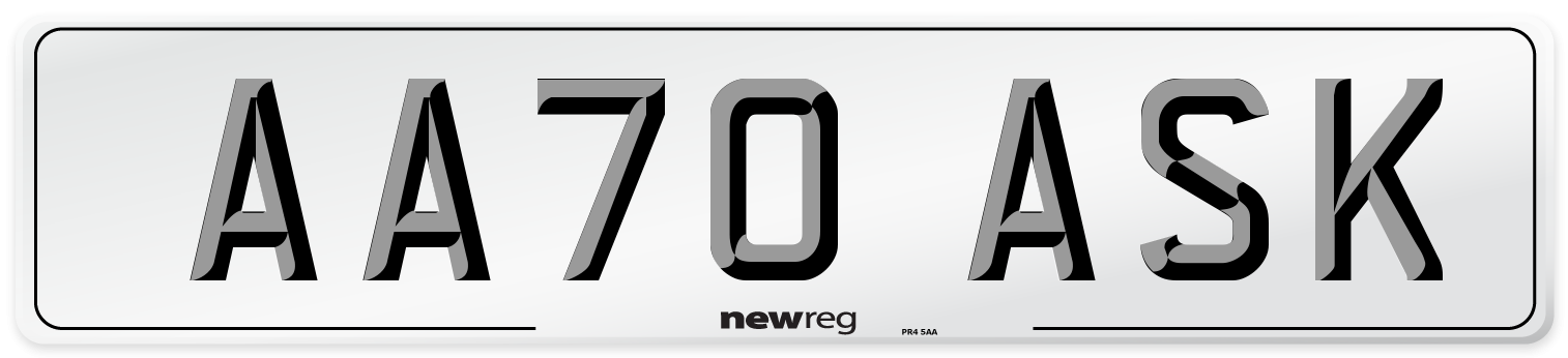 AA70 ASK Number Plate from New Reg